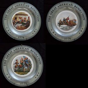 EUC Set of 3 American Revolution Pewter Plates